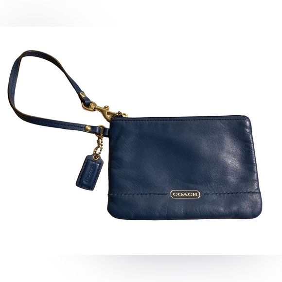 Coach Handbags - COACH Leather Wristlet in Navy Blue with Hang Tag in Excellent Used Condition